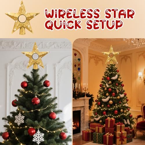 Gold Christmas Tree Topper Star, 12 Inch Glitter Tree Top Decoration, Sparkling Star Ornament for Christmas Tree, Durable ABS Plastic Holiday Decor Accessory, Xmas Tree Topper for Home and Party - Image 4