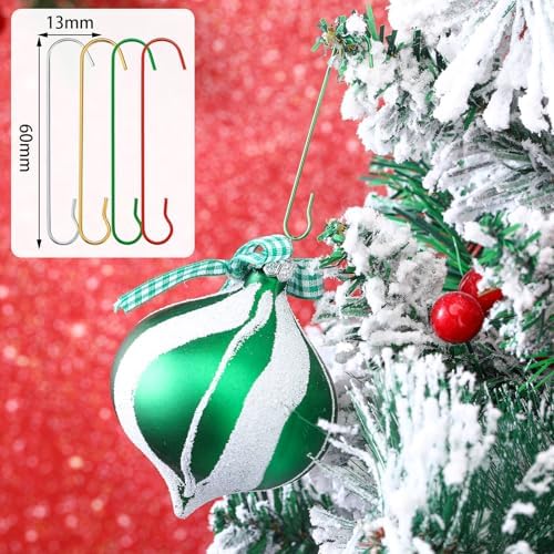 Mixweer 120pcs Christmas Ornament Hooks 0.51 x 2.36'', Multicolor - Image 3