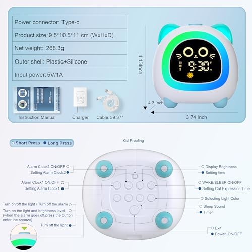 ANALOI Alarm Clock for Kids, Ok to Wake Clock for Girls, Sleep Training - Image 6