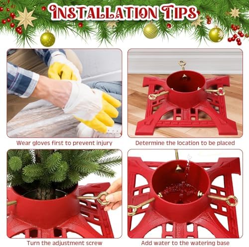 Huwena Christmas Tree Stands, Red, 11.42''x11.42''x3.74'', Cute - Image 4