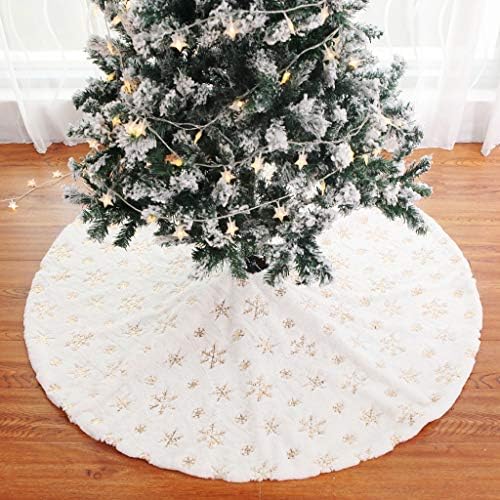 Christmas Tree Skirt 30/36/49 inches Xmas White Tree Skirts Snowflake Embroidery for Christmas Decorations Holiday Party 198 Gold 120 - Image 6