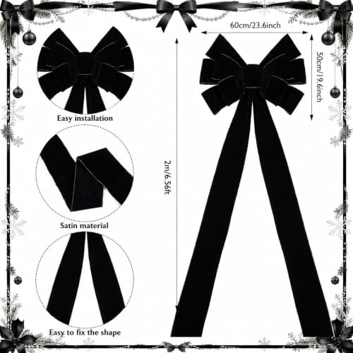 Norme 1 Pcs Black Extra Large Christmas Tree Topper Bow Decor - Image 3