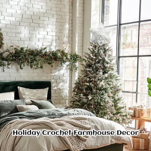 Syhood 10 Inch Snowflake Christmas Tree Topper, Crochet Snowflake Decor - Image 4