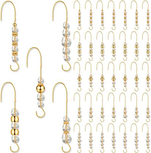 Moxweyeni 35 Pieces Christmas Ornament Hooks Acrylic Gold Wire Ornament Hangers Decorative Crystal Wire Hook Christmas Decor Christmas Tree Decorations Hooks for Home Decor, 5 Styles by Moxweyeni