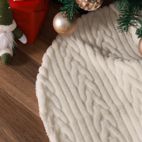 Christmas Tree Skirts 36inch White Faux Fur Xmas Tree Skirt for Christmas Decoration New Year Party Holiday Decorations by AWISUK