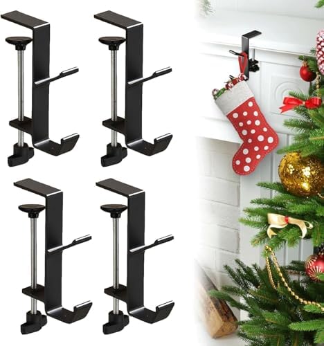 Garland and Stocking Mantel Holders with 2 Hooks, Mantel Hanger for Garland, 2 in 1 Mantel Garland and Stocking Hangers Heavy Duty, Fireplace Garland Hanger for Xmas Decoration (4Black) - Image 5