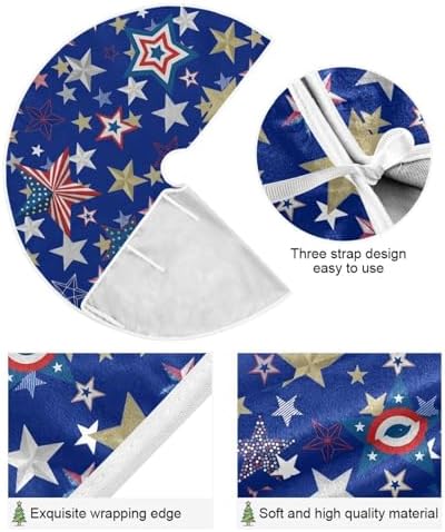 American Stars USA Flag 48 Inch Christmas Tree Skirt, Soft Xmas Tree Mat for Party Decoration Holiday Decor Christmas Decorations Indoor Outdoor - Image 2
