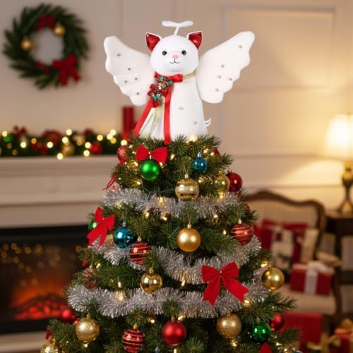 Beeveer Cat Christmas Tree Topper Angel Glitter Wings - Image 3