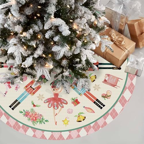 Nutcracker Tree Skirt 36in, Pink Nutcracker Christmas Decor, Nutcracker Tree Ornament Ballet for Christmas Tree, Nutcracker Christmas Decorations for New Year Holiday Party - Image 3