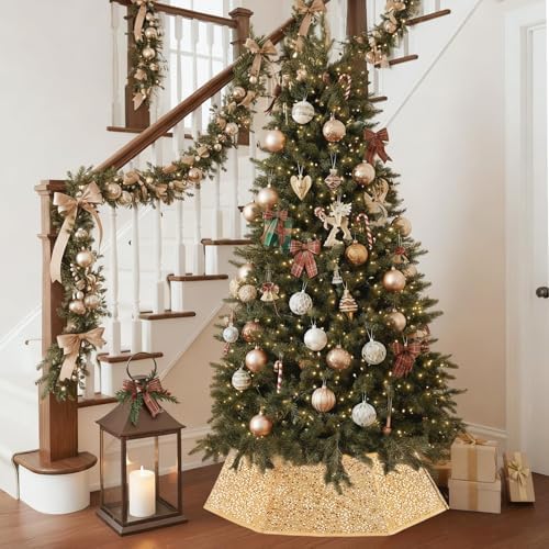 Christmas Tree Collar with Sparkling Sequin Tree Skirt for Holiday Home Decor Xmas Tree Ring(Champagne, X-Large) - Image 7
