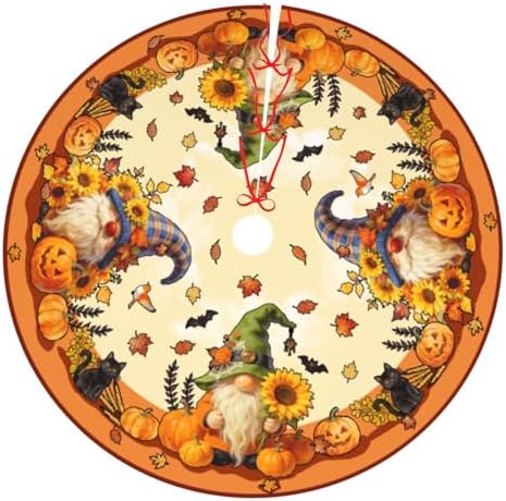Fall Tree Skirt 30" Pumpkin Tree Topper Halloween Tree Mat Christmas Skirt by Zminciu