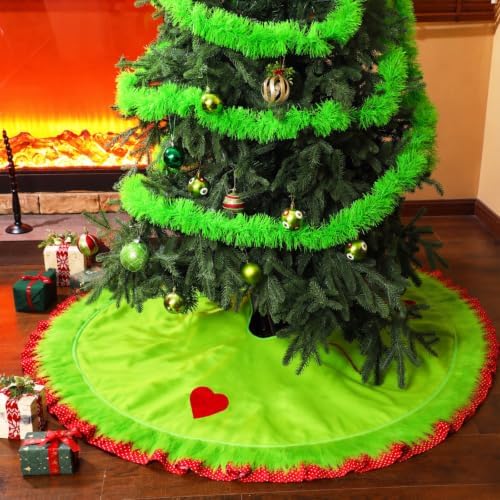 Soulchen 60 Inch Lime Green Christmas Tree Skirt Felt Tree Collar - Image 5