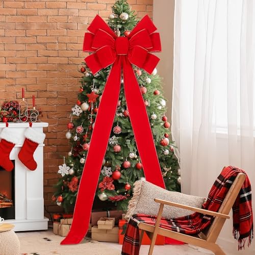 Norme 1 Pcs Red Extra Large Christmas Tree Topper Bow Decor - Image 5