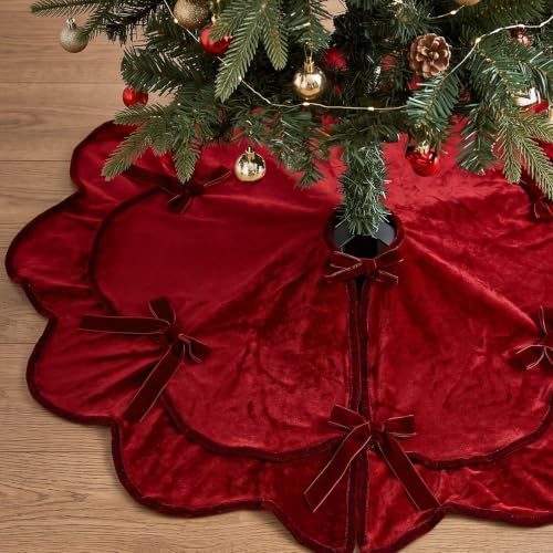 Soulchen Burgundy Red Bow Christmas Tree Skirt 36 Inches by Soulchen