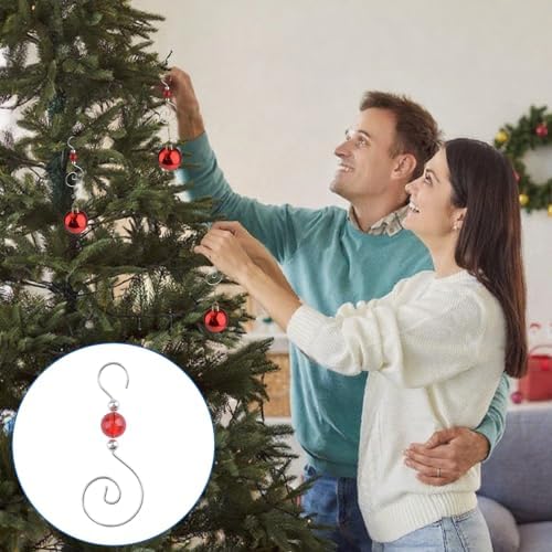 INCREWAY 30PCS Christmas Ornament Hooks, S-Shaped Metal Hooks, Decorative Hook with Crystal Beads for Hanging Ornaments, Decorations, Christmas Stockings - Image 6
