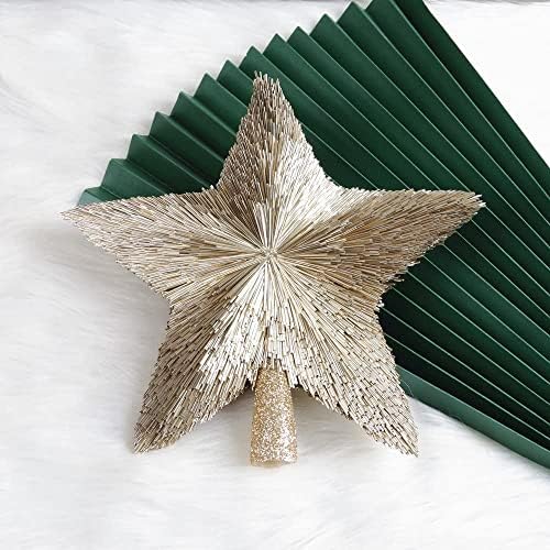 Elegant Christmas Star Tree Topper - Unique Champagne Gold Stars - Shatterproof Handmade Tree Top - Tinsel Decorations - Holiday Decor - Xmas Gift Christmas Ornaments - Toppers for Christmas Tree (8″) - Image 2