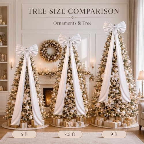 Daifunli 24 x 79 Inches Giant Satin Bow Christmas Tree Topper,White - Image 3