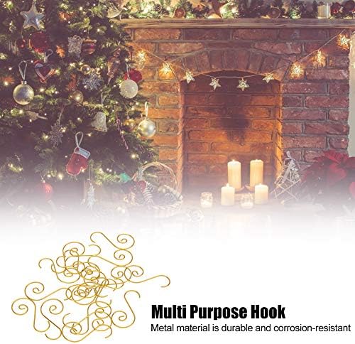 Cryfokt 60 Pcs Metal S Hooks for Christmas Tree Ornaments, 4 Colors (Gold) - Image 4