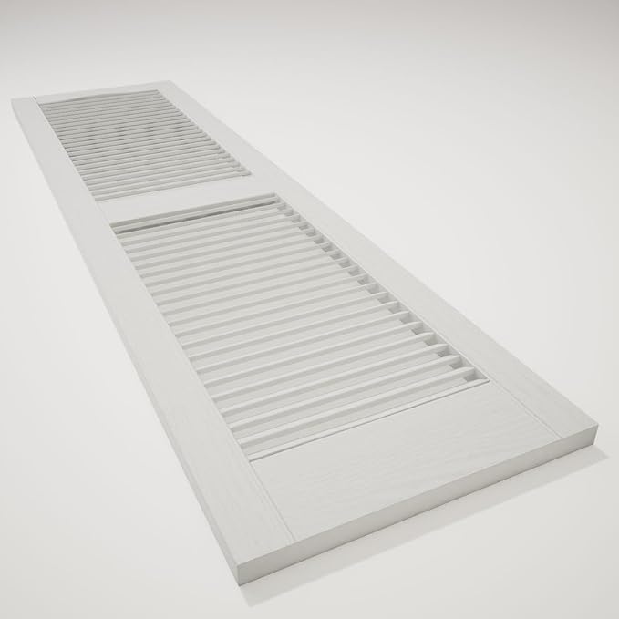 Ekena Millwork Lifetime Vinyl LL1S14X06000WH Standard Cathedral Top Center Mullion, Open Louver Vinyl Shutters, w/Installation Shutter-Lok's & Matching Screws (Per Pair), 14 1/2"W x 60"H, White