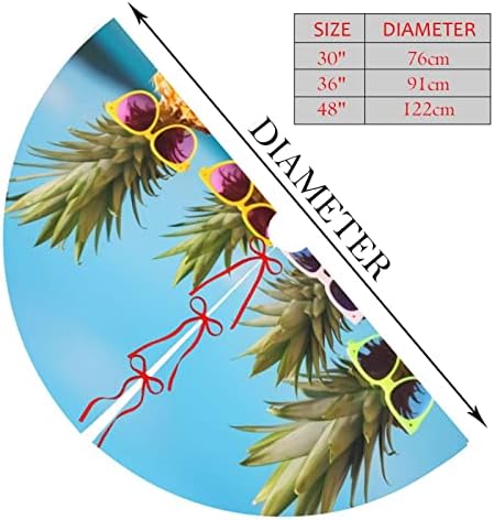 Christmas Tree Skirt, Funny Tropical Summer Beach Pineapples Xmas Large Tree Mat, New Year Festive Holiday Party Decorations 36" inches - Image 4