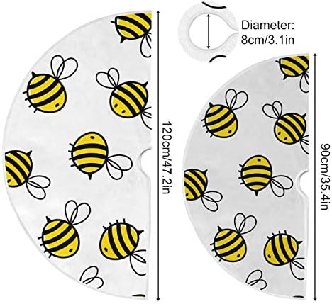 Blueangle Flying Bumble Bees Christmas Tree Skirt - 35.4 inches Large Tree Skirt, Tree Holiday Decorations for Christmas Decorations Xmas Ornaments - Image 3