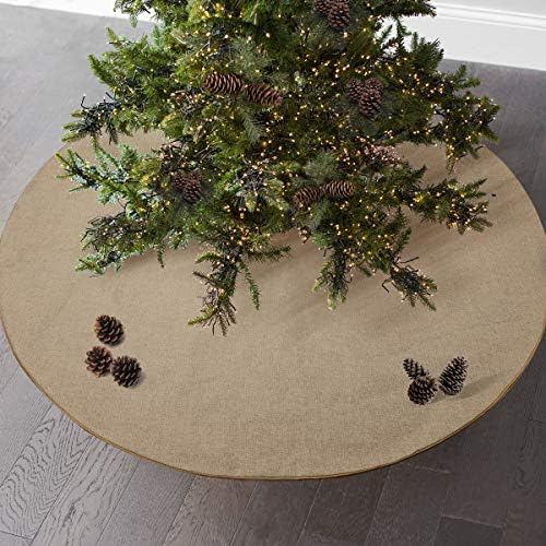 Burlap Fall Christmas Tree Skirt, 48'' Large Jute Linen Tree Decorations - Image 3