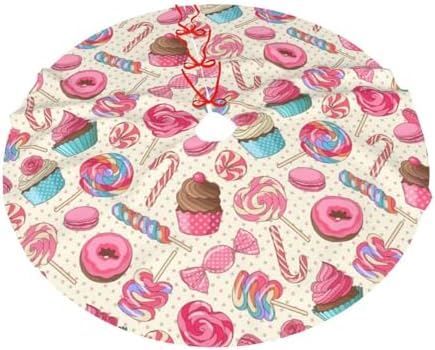Colorful Lollipop Candy Macaroon Cupcake Donut Christmas Tree Skirt 36" for Xmas Halloween New Year Holiday Party Home Tree Mat Decor Ornaments Decoration - Image 7