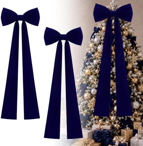 Knitgrip 1 Pack 20x71 in Christmas Large Velvet Bows, Royal Blue by Knitgrip