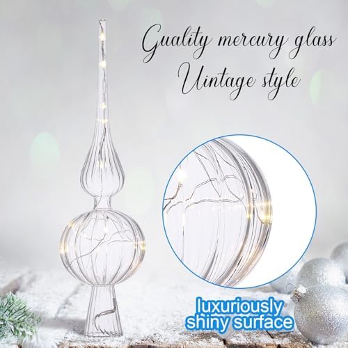 Gejoy 12" Mercury Glass Christmas Tree Topper,Classic,Transparent - Image 3