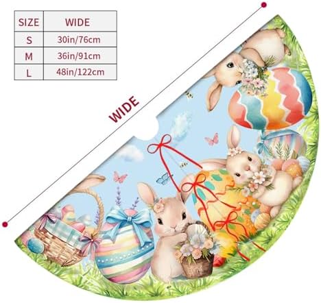 Easter Bunny Eggs Tree Skirt 36 Inch Rabbit Christmas Tree Skirt Xmas Ornaments for Holiday Party Decorations Indoor Outdoor - Image 3