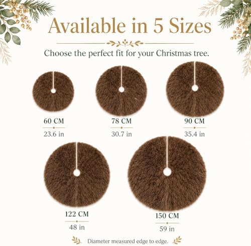 Faux Fur Christmas Tree Skirts, 36 inches Plush Long Haired Wool Fur Xmas Tree Base Cover Mat for New Year Home Party Decorations (90CM, Darkbrown) - Image 6