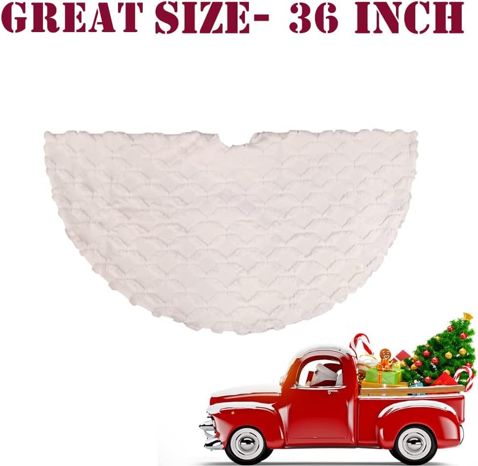36 Inch Christmas Tree Skirt Faux Fur with Cable Knit Knitted Thick Decoration for Merry Christmas Decoration - Image 6