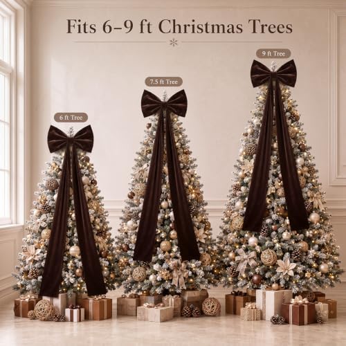 Knitgrip 2 Pack 20x71 in Christmas Large Velvet Bows, Chocolate Brown - Image 3