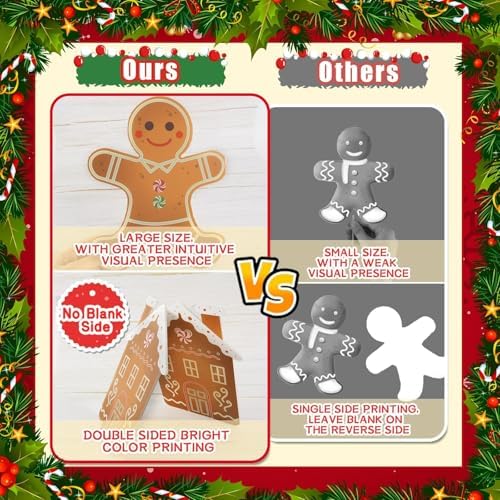 8 Pcs Christmas Tree Decorations Picks, Large Gingerbread Man Christmas Tree Picks, Xmas Gingerbread Man Tree Topper Ornaments for Xmas Trees Winter Holiday Home Party Vase Decor - Image 3