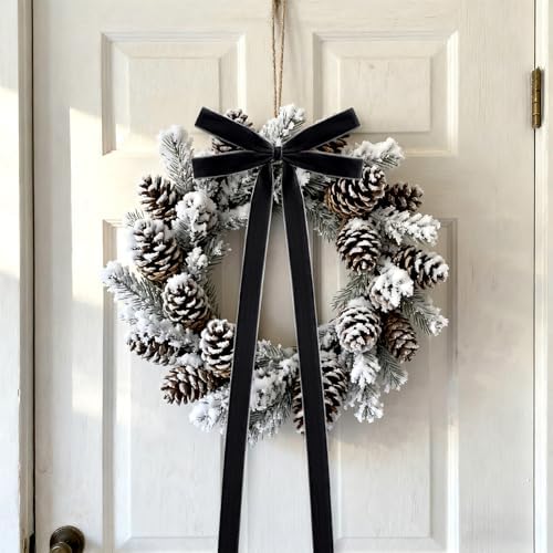 10 Pcs Black Velvet Bows 22"x8" Pre-Tied Christmas Ornaments - Image 3