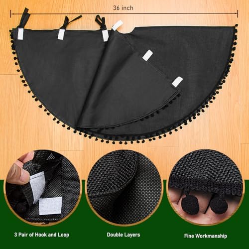 Christmas Tree Skirt Black 36 inches Tree Skirt for Christmas Decorations - Image 3