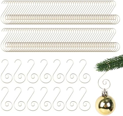 Christmas Ornament Hooks, Christmas Ornament Hangers 120Pcs, Small Metal Decorative Ornament Hooks for Xmas Tree Decorations-Gold by Miukada