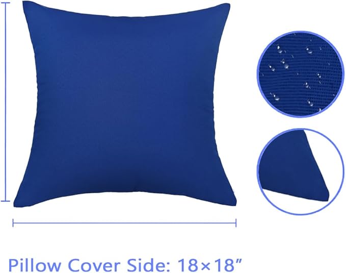 JMGBird Water-Resistant Outdoor Pillows Set of 2, 18x18 inch Durable Navy Blue Throw Pillows with Inserts for Patio Furniture