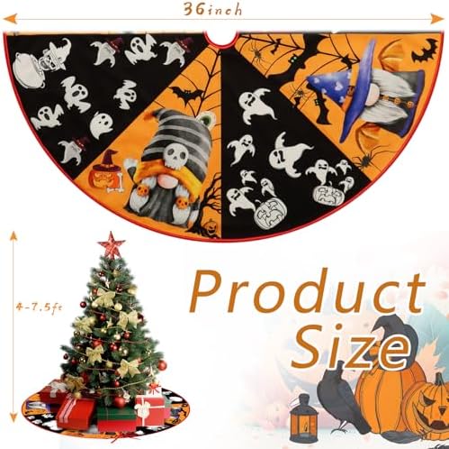 Fall Halloween Tree Skirt 36 Inch Reversible Thanksgiving Day Double Sided Print Mat Christmas Party Supplies for Home Tabletop Trees Holiday Decoration - Image 2