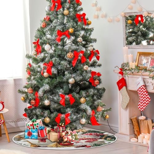 Family Snowmen Christmas Tree Skirt Small Xmas Tree Skirts Decorations 36 in Burlap Tree Mat Cover for 4 ft Trees Holiday Party - Image 6