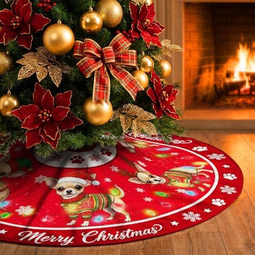 Chihuahua Christmas Tree Skirt 48 Inch for Indoor Outdoor Decorations - Image 2