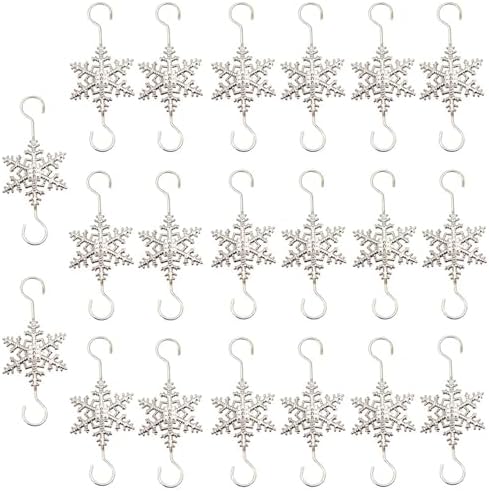 Christmas Snowflake Ornament Hooks Hanger, 20 PCS Silver Snowflake Decorations Christmas Tree Hanging Ornament Hook, Xmas Decoration Tree Wall Party Home Accessories by Hayooha