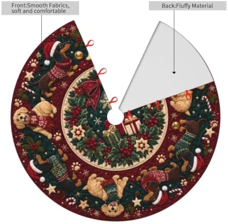 Funny Christmas Dog Tree Skirt Tree Mat for Xmas Holiday Party Decorations Indoor Outdoor 36 Inch - Image 4