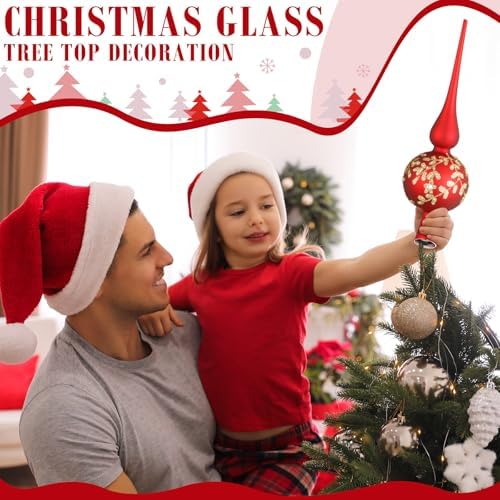 Gejoy Mercury Glass Christmas Finials Tree Topper Red Ornaments - Image 3