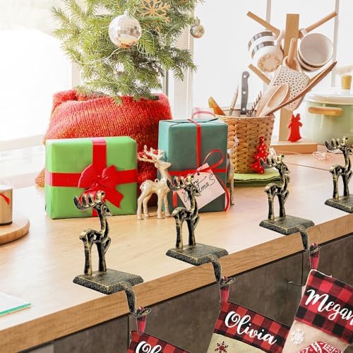 2 Pieces Reindeer Christmas Stocking Holder Christmas Hooks Skid Mantel Hooks Hanger for Fireplace Free Standing Christmas Decorations - Image 5