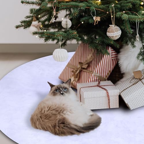 Christmas Tree Skirt 56 inch, White Plush Christmas Tree Skirt, for Family Christmas Decoration, Christmas Party Decoration(White???Large) - Image 4