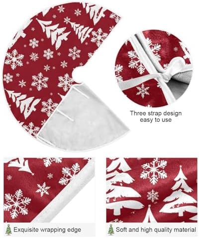 Christmas Trees Snowflakes Christmas Tree Skirt Small Xmas Tree Skirts Decorations 36 in Burlap Tree Mat Cover for 4 ft Trees Holiday Party - Image 3