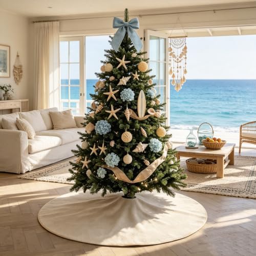 yuboo 48 Inch Burlap Christmas Large Tree Skirt - Image 5