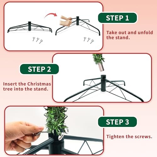 24” Christmas Tree Stand for Artificial Trees, Foldable Metal Xmas Tree Stand, Replacement Fake Christmas Tree Holder Base for 4 ft to 8 ft Trees, Fits Tree Poles up to 1.25” - Image 5