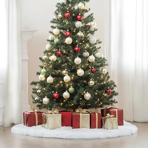 60 Inch Faux Fur Christmas Tree Skirt, Extra Large Fluffy Xmas Tree Skirt for 6 to 9 FT Christmas Trees, Thicker Plush Christmas Decorations - Image 5